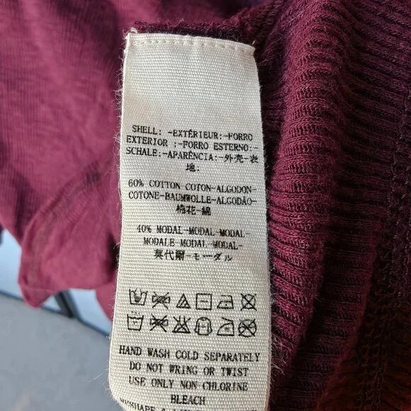 Free People Fair Isle Burgundy Purple Embroidered Thermal Top With Thumbholes - Picture 10 of 13